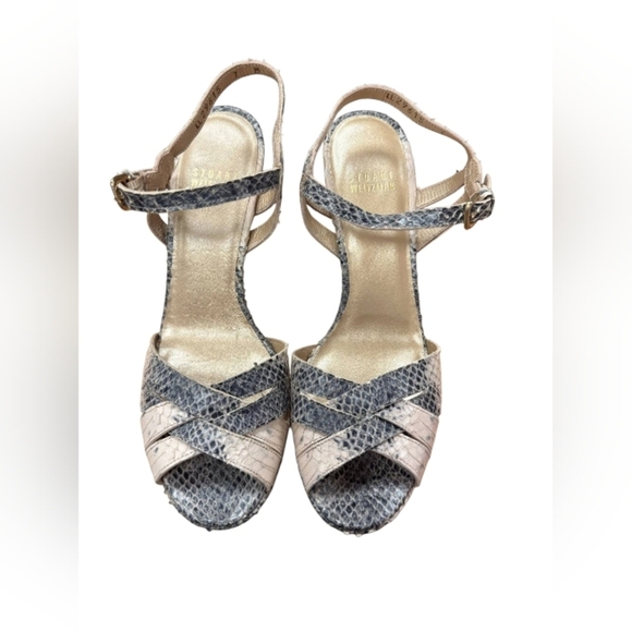Stuart Weitzman NWT Loopthru Buff Whips Heel Snake Print Size 7M - Picture 4 of 9